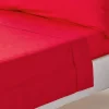 Drap plat uni 100 % coton égyptien 200 fils rouge, 270x300 cm - HOMESCAPES