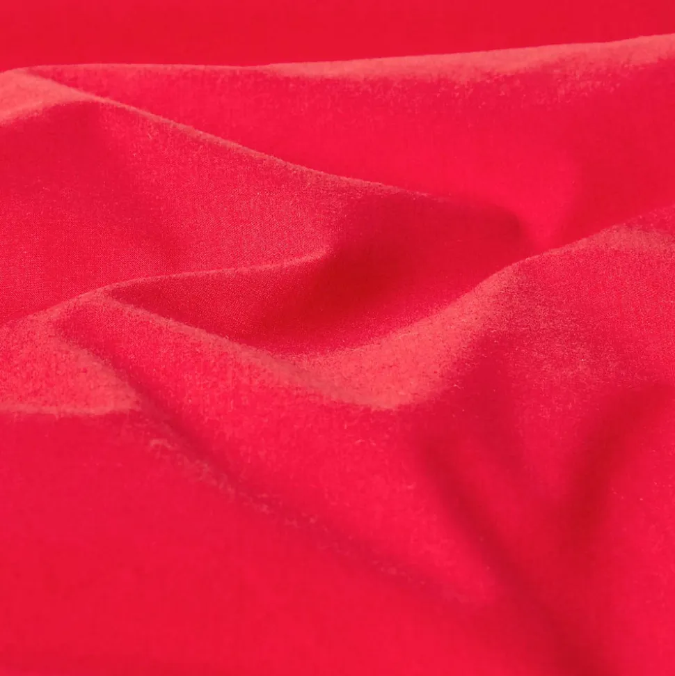 Drap plat uni 100 % coton égyptien 200 fils rouge, 230x255 cm - HOMESCAPES