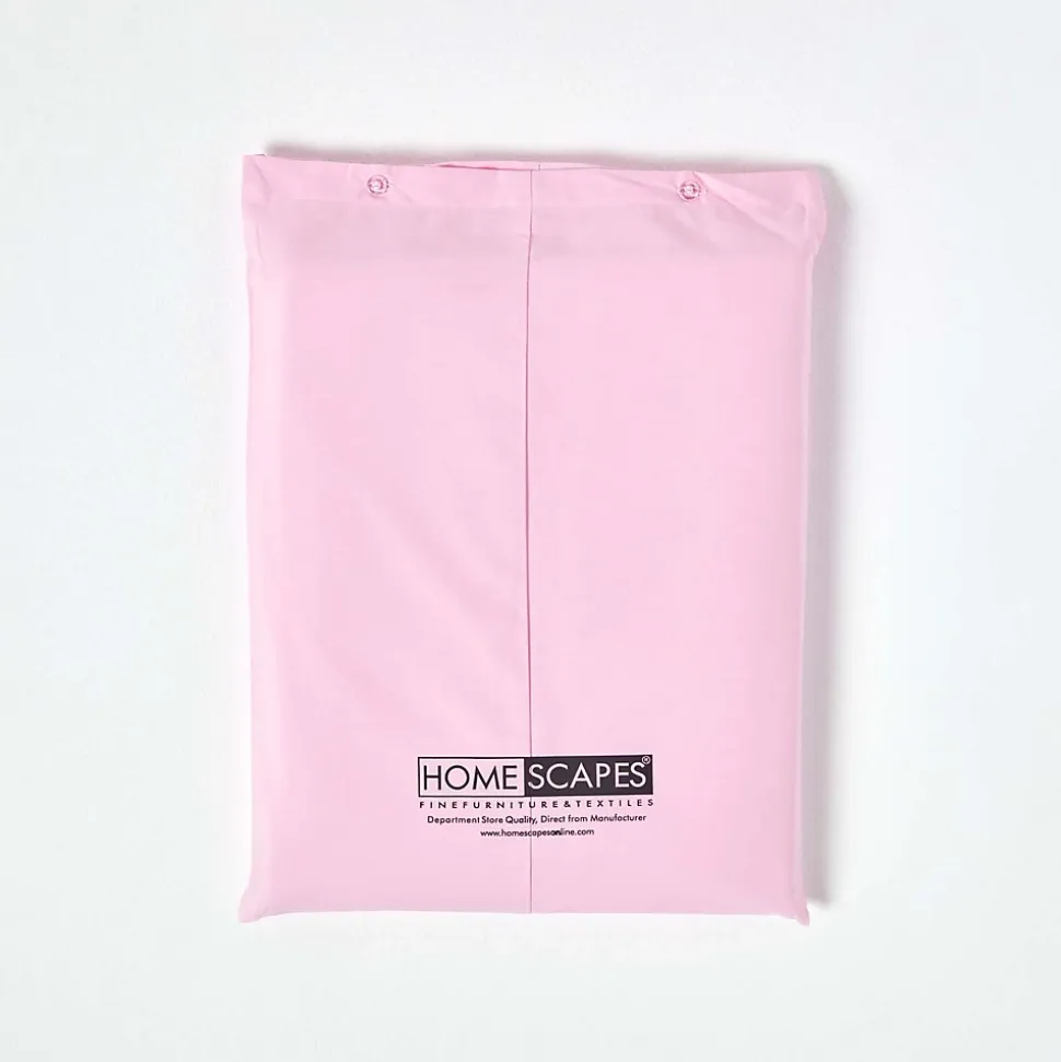 Drap plat uni 100 % coton égyptien 200 fils rose, 180x290 cm - HOMESCAPES