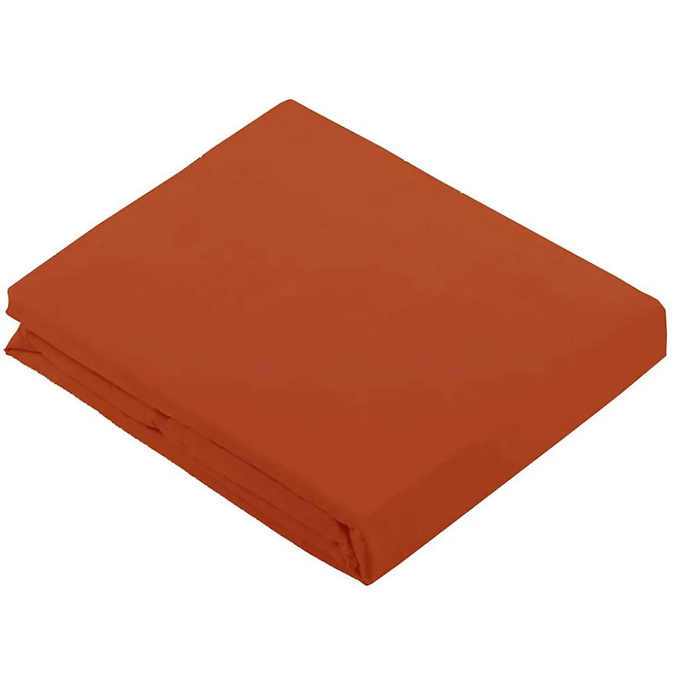 Drap Plat Uni en 100 % Coton (240x310 cm - Orange corail)