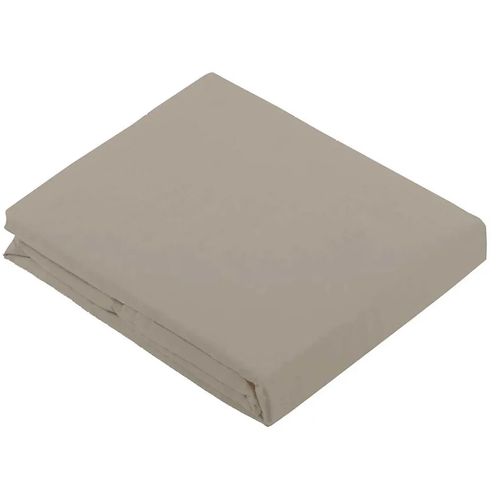 Drap Plat Uni en 100 % Coton (240x310 cm - Beige)