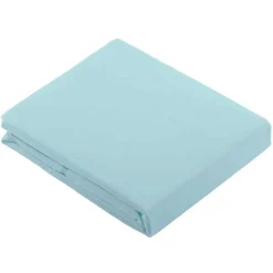 Drap Plat Uni en 100 % Coton (180x290 cm - Bleu ciel)