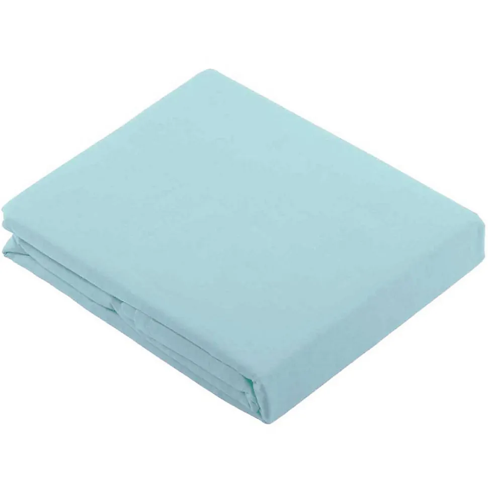Drap Plat Uni en 100 % Coton (180x290 cm - Bleu ciel)