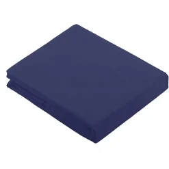 Drap Plat Uni en 100 % Coton (240x310 cm - Bleu Marine)