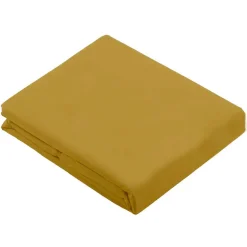 Drap Plat Uni en 100 % Coton (180x290 cm - Jaune moutarde)