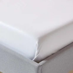 Drap plat uni en coton égyptien bio 400 fils blanc, 270x300 cm - HOMESCAPES