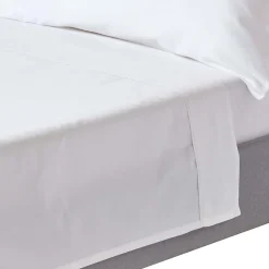 Drap plat uni en coton égyptien bio 400 fils blanc, 270x300 cm - HOMESCAPES