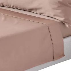 Drap plat uni en coton égyptien bio 400 fils marron, 240x275 cm - HOMESCAPES