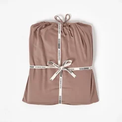 Drap plat uni en coton égyptien bio 400 fils marron, 240x275 cm - HOMESCAPES