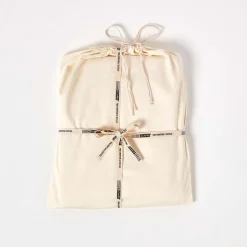 Drap plat uni en coton égyptien bio 400 fils ècru, 275x275 cm - HOMESCAPES