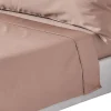 Drap plat uni en coton égyptien bio 400 fils marron, 240x300 cm - HOMESCAPES