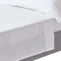 Drap plat uni en coton égyptien bio 400 fils blanc, 240x300 cm - HOMESCAPES