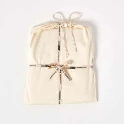 Drap plat uni en coton égyptien bio 400 fils ècru, 180x290 cm - HOMESCAPES