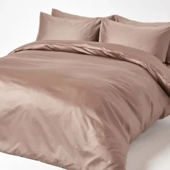 Drap plat uni en coton égyptien bio 400 fils marron, 270x300 cm - HOMESCAPES