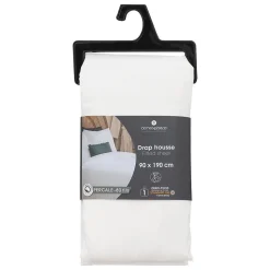 Drap-housse - percale - blanc - 90x190 cm - Atmosphera