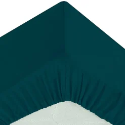 Drap-housse - percale - bleu - 140x190 cm - Atmosphera