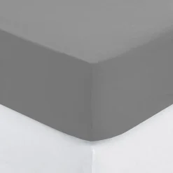 Drap-housse - percale - gris - 160x200 cm - Atmosphera