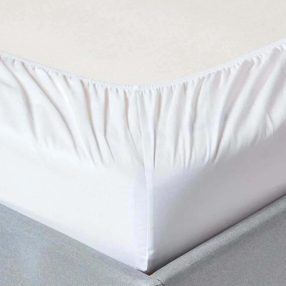 Drap-housse blanc 100% coton égyptien 200 fils 140 x 190 cm - HOMESCAPES