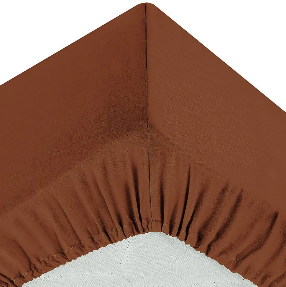 Drap-housse Carina en coton 140x190cm rose terracotta - Atmosphera