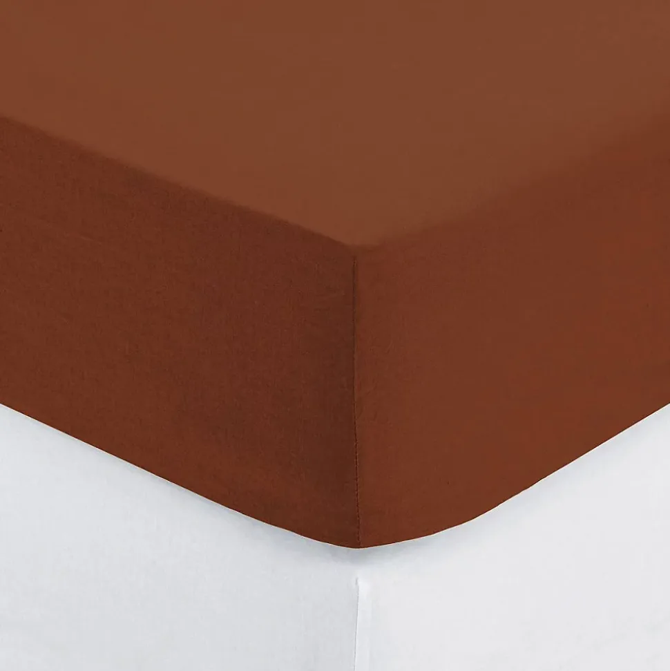 Drap-housse Carina en coton 160x200cm rose terracotta - Atmosphera