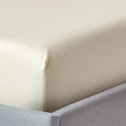 Drap-housse crème 100% coton bio 400 fils 140 x 190 cm - HOMESCAPES