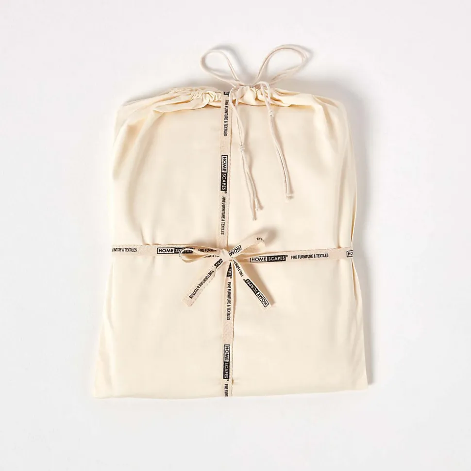 Drap-housse crème 100% coton bio 400 fils 140 x 190 cm - HOMESCAPES