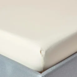 Drap-housse crème 100% coton égyptien 200 fils 120 x 190 cm - HOMESCAPES