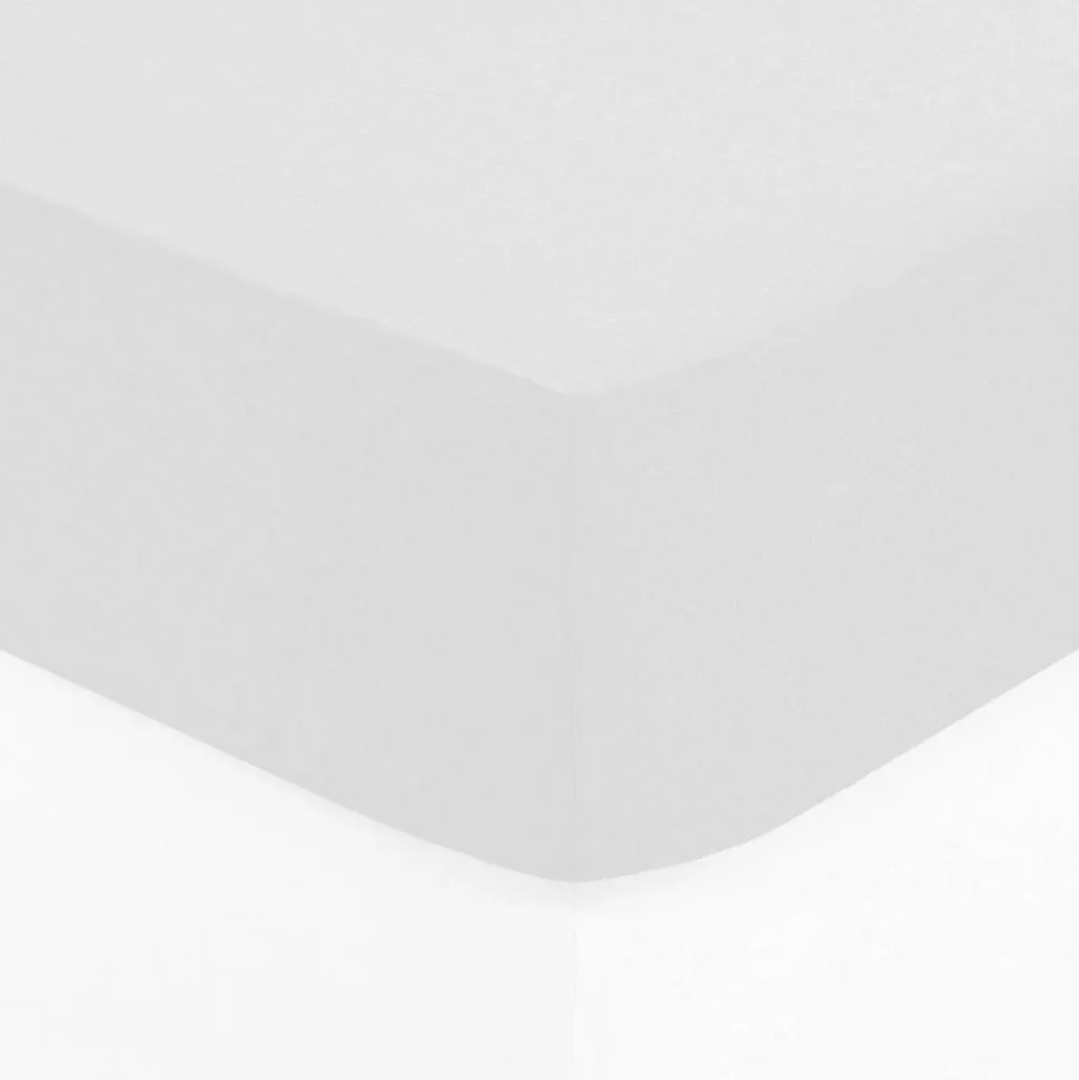 Drap-housse en coton - blanc - bonnet H30cm - 90x190 cm - Atmosphera