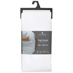 Drap-housse en coton - blanc - bonnet H30cm - 90x190 cm - Atmosphera