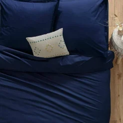 Drap-housse en coton - bleu encre - bonnet H30cm - 90x190 cm - Atmosphera