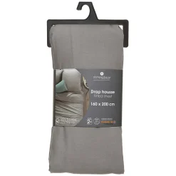 Drap-housse en coton - gris - bonnet H30cm - 160x200 cm - Atmosphera
