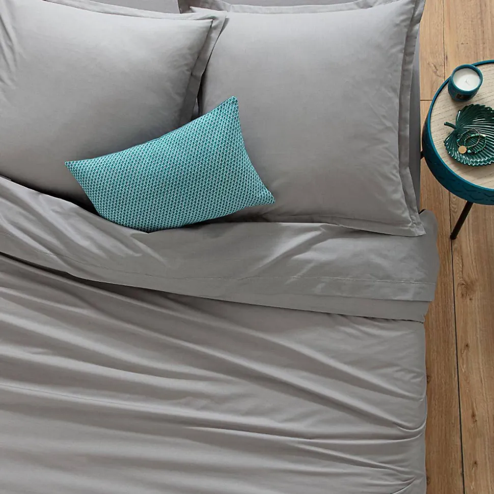 Drap-housse en coton - gris - bonnet H30cm - 90x190 cm - Atmosphera