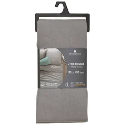 Drap-housse en coton - gris - bonnet H30cm - 90x190 cm - Atmosphera