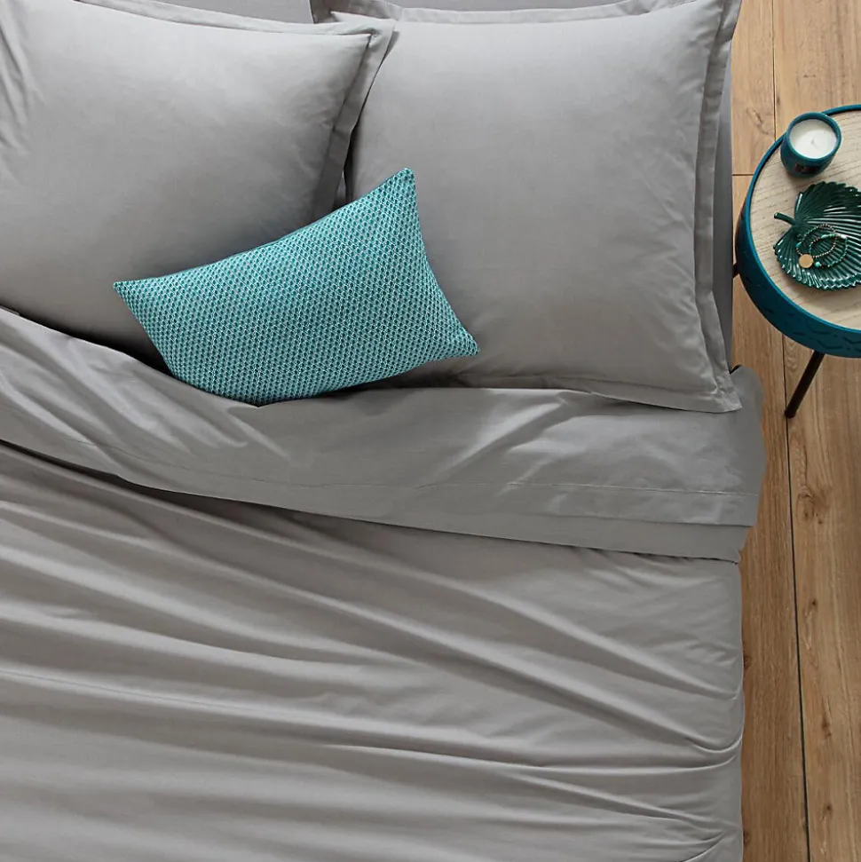 Drap-housse en coton - gris - bonnet H30cm - 140x190 cm - Atmosphera