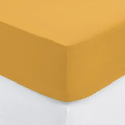 Drap-housse en coton - jaune moutarde - bonnet H30cm - 160x200 cm - Atmosphera