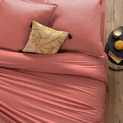Drap-housse en coton - rose blush - bonnet H30cm - 160x200 cm - Atmosphera