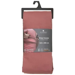 Drap-housse en coton - rose blush - bonnet H30cm - 160x200 cm - Atmosphera