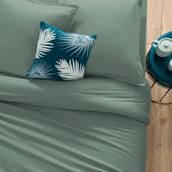 Drap-housse en coton - vert céladon - bonnet H30cm - 140x190 cm - Atmosphera