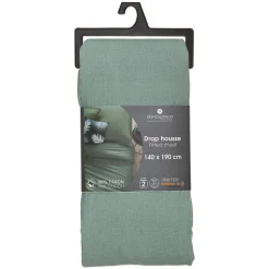 Drap-housse en coton - vert céladon - bonnet H30cm - 140x190 cm - Atmosphera