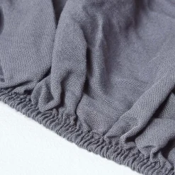 Drap-housse en lin lavé gris - 180 x 200 cm - HOMESCAPES