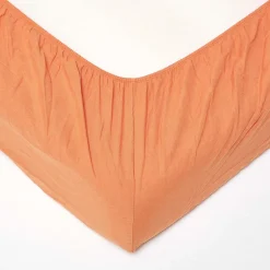 Drap-housse grand bonnet en lin lavé orange - 140 x 190 cm - HOMESCAPES