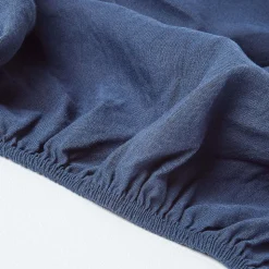 Drap-housse grand bonnet en lin lavé bleu marine - 140 x 190 cm - HOMESCAPES