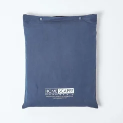 Drap-housse grand bonnet en lin lavé bleu marine - 140 x 190 cm - HOMESCAPES