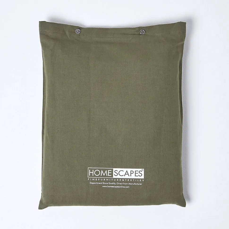 Drap-housse grand bonnet en lin lavé vert - 90 x 190 cm - HOMESCAPES