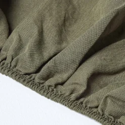 Drap-housse grand bonnet en lin lavé vert - 140 x 190 cm - HOMESCAPES