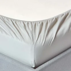 Drap-housse gris argenté 100% coton égyptien 200 fils 180 x 200 cm - HOMESCAPES