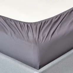 Drap-housse gris foncé 100% coton égyptien 200 fils 180 x 200 cm - HOMESCAPES