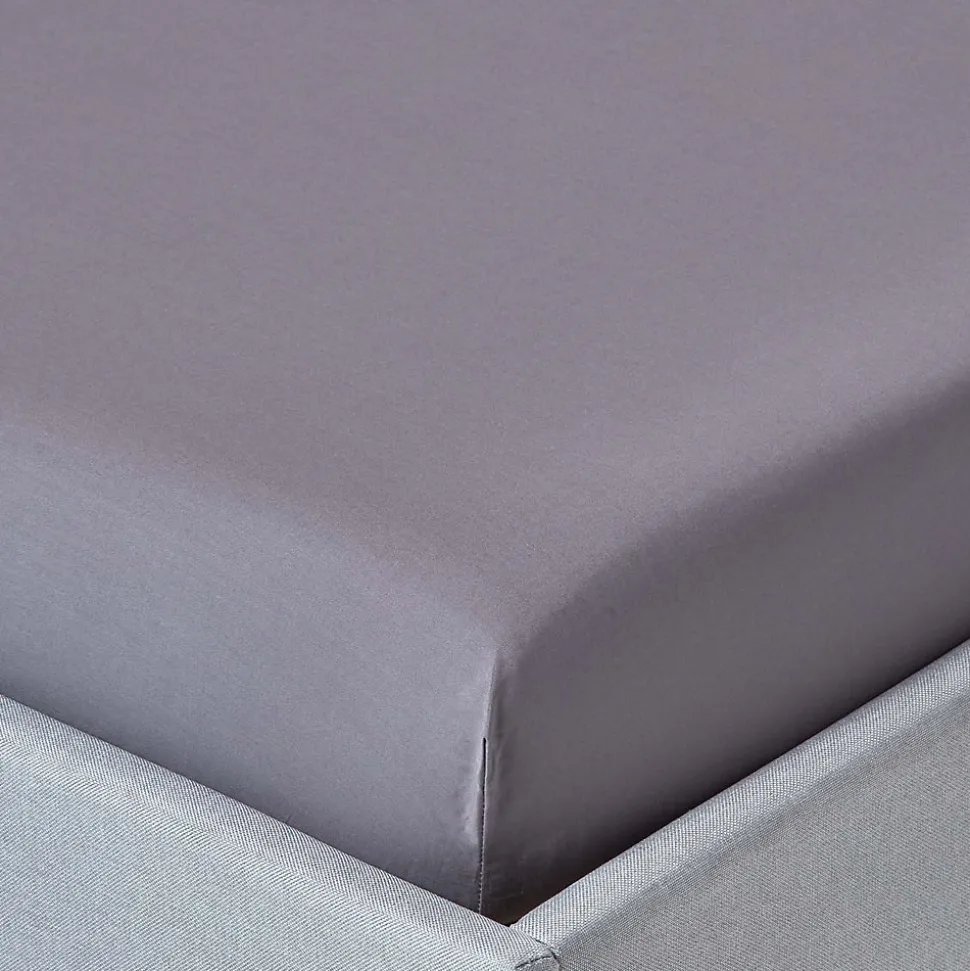 Drap-housse gris foncé 100% coton égyptien 200 fils 120 x 190 cm - HOMESCAPES