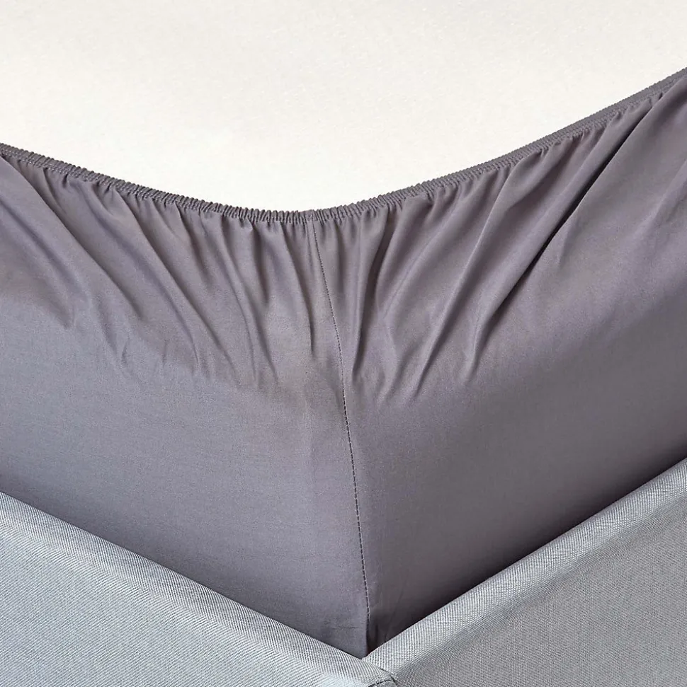 Drap-housse gris foncé 100% coton égyptien 200 fils 120 x 190 cm - HOMESCAPES