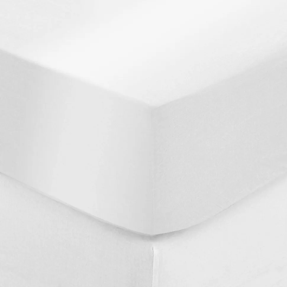 Drap-housse Isadora satin 160x200cm blanc - Atmosphera